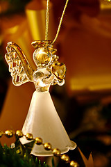 Image showing Toy glass angel decoration on the xmas tree