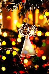 Image showing Toy glass angel decoration on the xmas tree