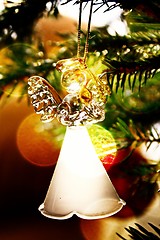 Image showing Toy glass angel decoration on the xmas tree