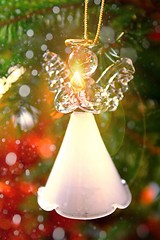 Image showing Toy glass angel decoration on the Christmas tree