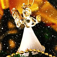 Image showing Toy glass angel decoration on the Christmas tree