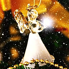 Image showing Toy glass angel decoration on the Christmas tree