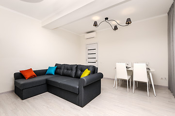 Image showing Modern white and gray living room interior