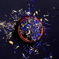 Image showing Tea Leafs with Cornflowers