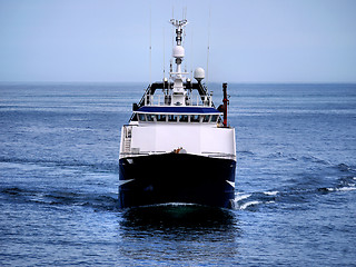 Image showing Fishing Trawler Ahead.