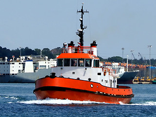 Image showing Tugboat Underway In Harbour.