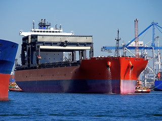 Image showing Red Cargo Ship.
