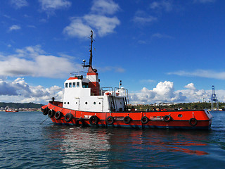 Image showing Red Tug at Anchorage.