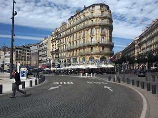 Image showing editorial Marseille France brasserie restaurant on main road.