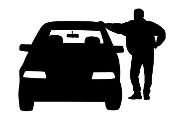 Image showing Man standing next to the car