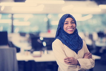 Image showing Portrait of black muslim female software developer