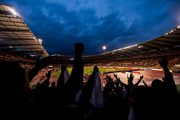 Image showing soccer fans support their favorite sports team