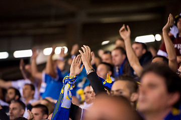 Image showing soccer fans hands clapping while supporting their team