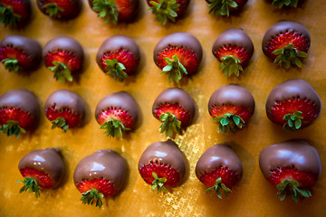 Image showing dark chocolate covered strawberries