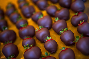 Image showing dark chocolate covered strawberries