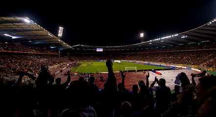 Image showing soccer fans support their favorite sports team