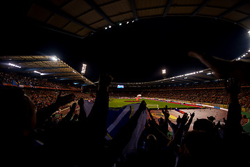 Image showing soccer fans support their favorite sports team