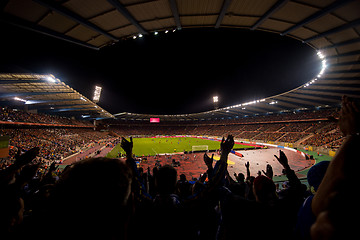 Image showing soccer fans support their favorite sports team