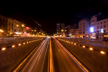 Image showing Brussels night shot of traffic