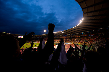 Image showing soccer fans support their favorite sports team