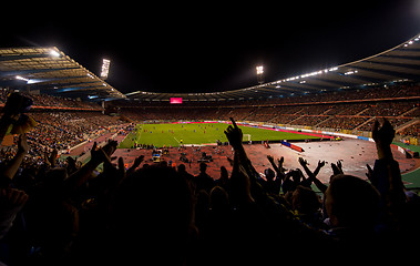 Image showing soccer fans support their favorite sports team