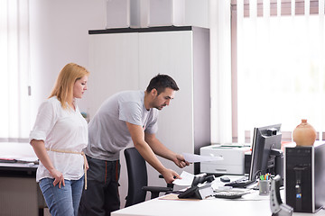 Image showing designers in office at the wooden furniture manufacture