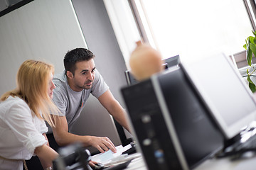 Image showing designers in office at the wooden furniture manufacture