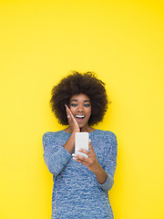 Image showing young black Woman Using mobile phone