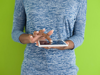 Image showing African American Woman Using Digital Tablet