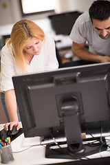 Image showing designers in office at the wooden furniture manufacture