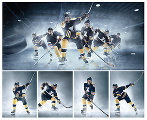 Image showing Collage about ice hockey players in action.