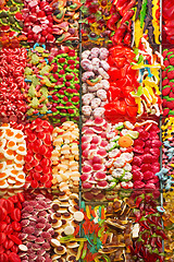 Image showing Assorted gummy candies on the street market