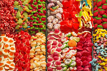 Image showing Assorted gummy candies on the street market