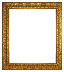 Image showing Old gilded golden wooden frame isolated on a white background