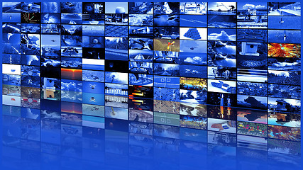 Image showing Big multimedia video wall widescreen Web streaming media TV