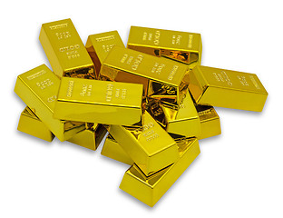 Image showing Bunch of golden bars as a Financial concepts on white background