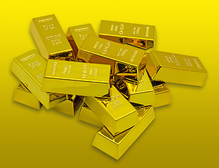 Image showing Bunch of golden bars as a Financial concepts 