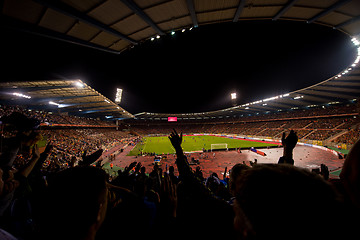 Image showing soccer fans support their favorite sports team