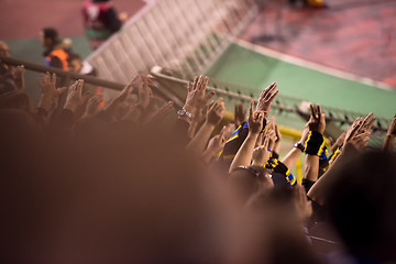 Image showing soccer fans hands clapping while supporting their team