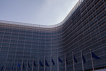 Image showing European flags in front of the Berlaymont building