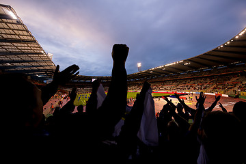 Image showing soccer fans support their favorite sports team