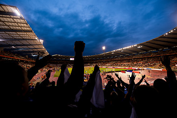 Image showing soccer fans support their favorite sports team