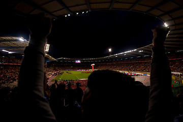 Image showing soccer fans support their favorite sports team