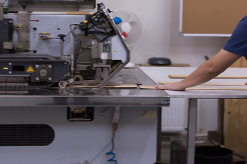 Image showing engineer in front of wood cutting machine