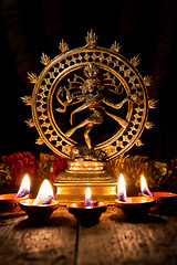 Image showing Shiva Nataraja with Diwali lights