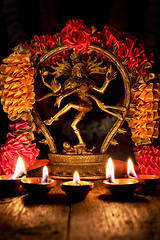 Image showing Shiva Nataraja with Diwali lights