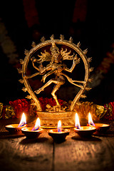 Image showing Shiva Nataraja with Diwali lights