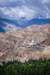 Image showing  Buddhist stupa chorten on a hilltop in Himalayas