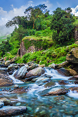 Image showing Bhagsu waterfall. Bhagsu, Himachal Pradesh, India