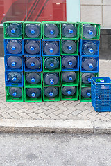 Image showing Stacked Water Crates